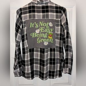 Kermit The Frog Upcycled Flannel Shirt